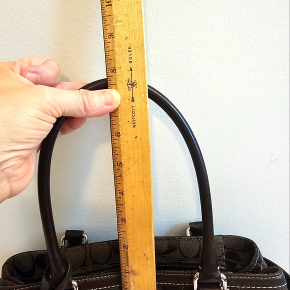 Dark Brown Coach Purse With Leather Trim - Picture 11 of 11